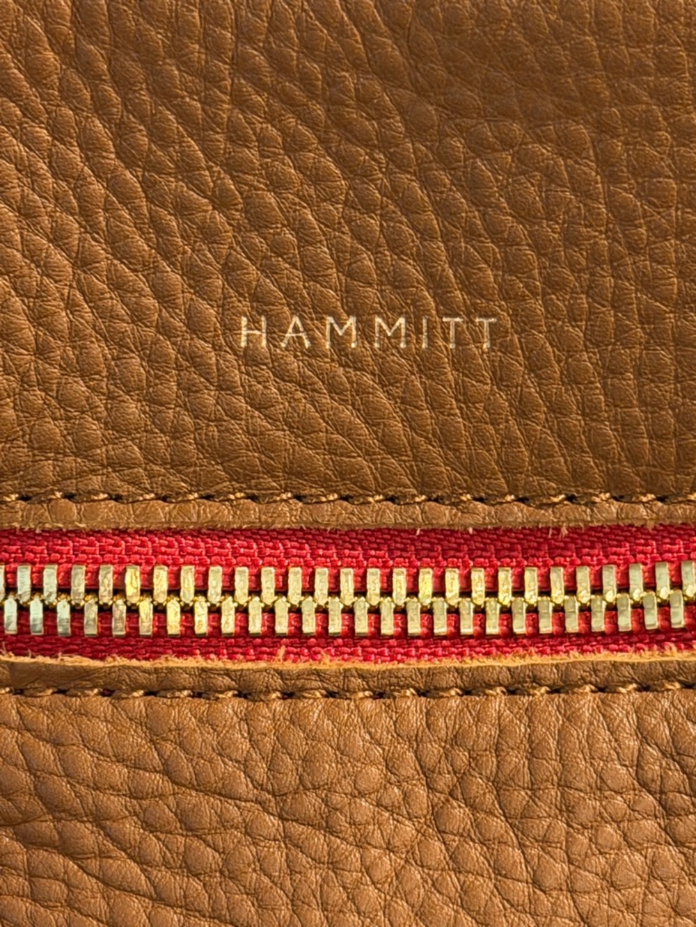 Hammitt Brown Pebbled Leather Crossbody with Red Zip and Brushed Gold hardware - Picture 9 of 10